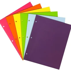 Pocket Folders|JAM Paper Laminated 3 Hole Punched, 2-Pocket Glossy Folders, Multicolored, Assorted Fashion Colors, 6/Pack (385GHPFASSRT)