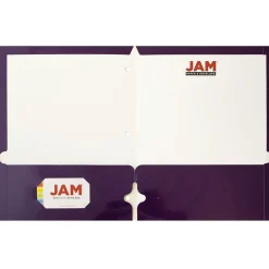 Pocket Folders|JAM Paper Laminated Glossy 3 Hole Punch Two-Pocket Folders, Purple, 6/Pack (385GHPPUA)