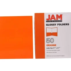 Pocket Folders|JAM Paper Laminated 2-Pocket Glossy Presentation Folders, , 25/Pack (385GORD) Orange
