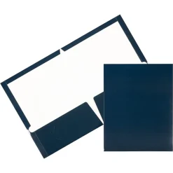Pocket Folders|JAM Paper Laminated Two Glossy 2 Pocket Cardstock Presentation Folder, Navy Blue, 50/Box (5042523C)
