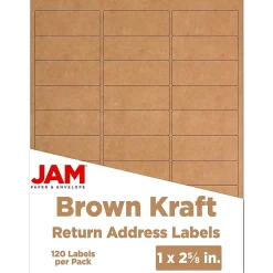 Best JAM Paper Laser/Inkjet Address Labels, 1" x 2 5/8", , 30 Labels/Sheet, 4 Sheets/Pack (4513701) Brown Kraft