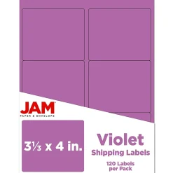 Discount JAM Paper Laser/Inkjet Address Label, 4" x 3 3/8", , 6 Labels/Sheet, 12 Sheets/Pack (302725792) Violet Purple