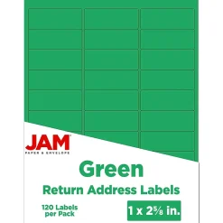 Discount JAM Paper Laser/Inkjet Mailing Address Label, 1" x 2 5/8", , 30 Labels/Sheet, 4 Sheets/Pack (302725772) Green