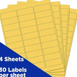 Outlet JAM Paper Laser/Inkjet Mailing Address Label, 1" x 2 5/8", , 30 Labels/Sheet, 4 Sheets/Pack (302725801) Yellow