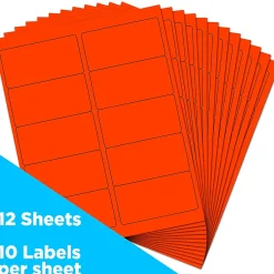 Hot JAM Paper Laser/Inkjet Shipping Labels, 2" x 4", , 10 Labels/Sheet, 12 Sheets/Pack (354328034) Neon Red