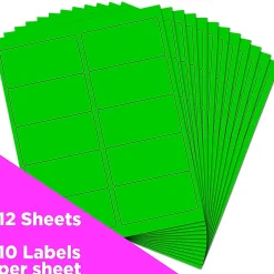 New JAM Paper Laser/Inkjet Shipping Labels, 2" x 4", , 10 Labels/Sheet, 12 Sheets/Pack (354328017) Neon Green