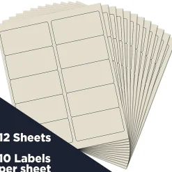JAM Paper Laser/Inkjet Shipping Shipping Labels, 2" x 4", , 10 Labels/Sheet, 12 Sheets/Pack (17966070) Ivory