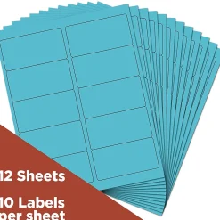 JAM Paper Laser/Inkjet Shipping Address Labels, 2" x 4", , 10 Labels/Sheet, 12 Sheets/Pack (302725768) Blue