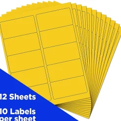 Hot JAM Paper Laser/Inkjet Shipping Address Labels, 2" x 4", , 10 Labels/Sheet, 12 Sheets/Pack (302724410) Yellow