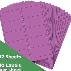 Hot JAM Paper Laser/Inkjet Shipping Address Labels, 2" x 4", , 10 Labels/Sheet, 12 Sheets/Pack (302725790) Violet Purple