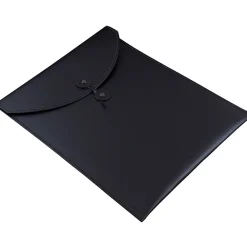 Best JAM Paper ® Leather Portfolio Open End Envelope with Button and String, 9.5 x 12.5, Black, Sold Individually (CF65LBL)