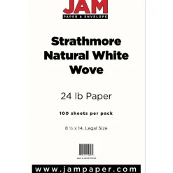 Resume Paper*JAM Paper ® Legal Strathmore 24lb Paper, 8.5 x 14, Natural White Wove, 100 Sheets/Pack (2203719139)