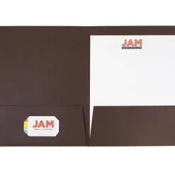 Pocket Folders|JAM Paper Linen 2-Pocket Presentation Folder, , 100/Carton (386LBRB) Chocolate Brown