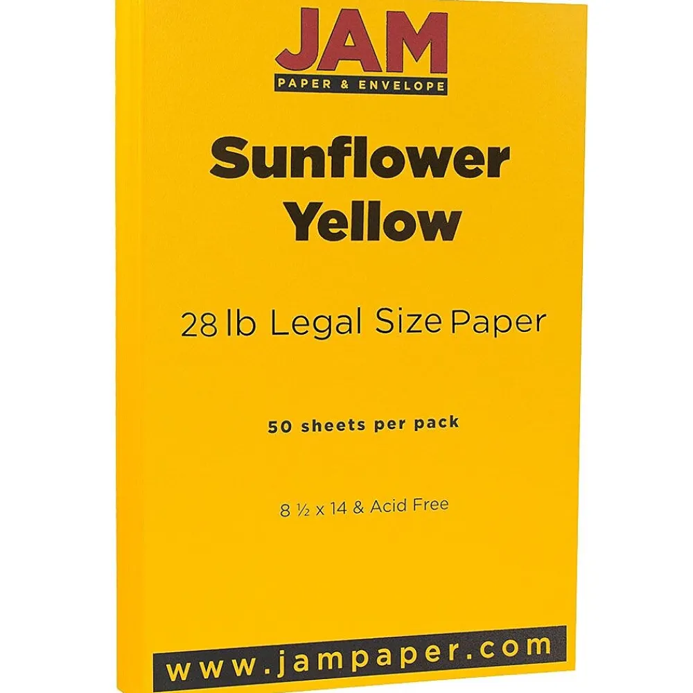 Large Quantity Paper*JAM Paper Matte Colored 8.5" x 14" Copy Paper, 28 lbs., Sunflower Yellow, 50 Sheets/Pack (16729346)