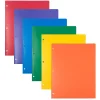 Pocket Folders|JAM Paper Plastic 3 Hole Punch 2-Pocket Folders, Assorted Colors, 12/Pack (383HHPRGBYPBLA)