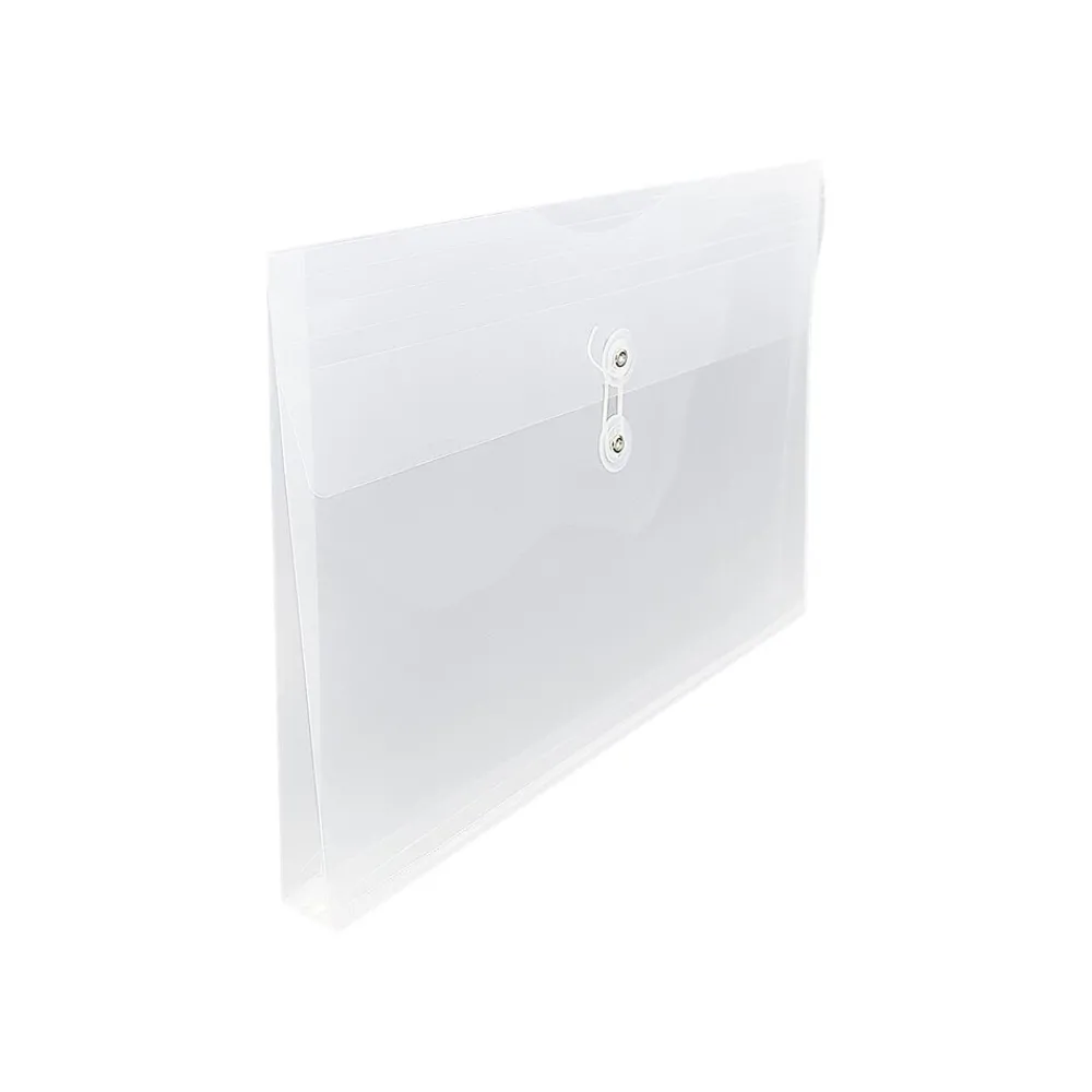 Online JAM Paper Plastic Envelopes with Button and String Tie Closure, Legal Size, Clear, 12/Pack (219B1CL)