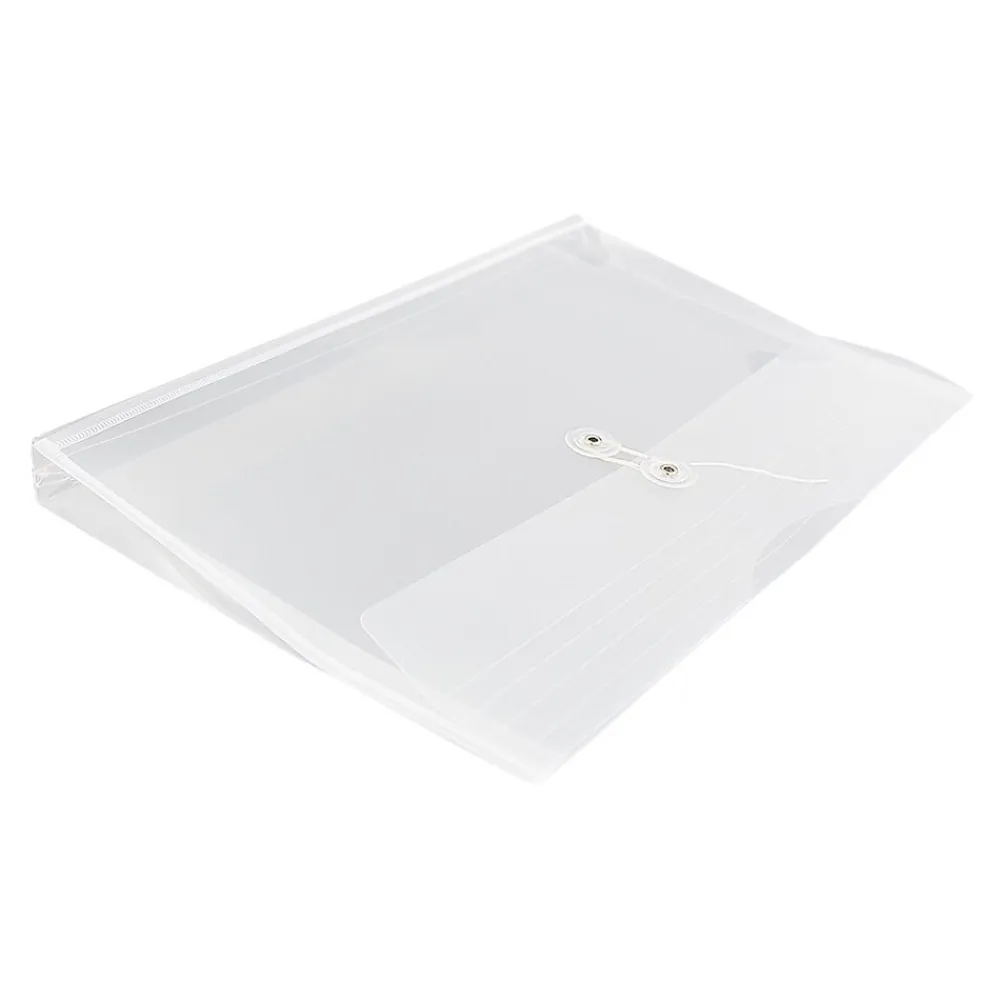 Online JAM Paper Plastic Envelopes with Button and String Tie Closure, Legal Size, Clear, 12/Pack (219B1CL)