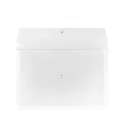 Online JAM Paper Plastic Envelopes with Button and String Tie Closure, Legal Size, Clear, 12/Pack (219B1CL)