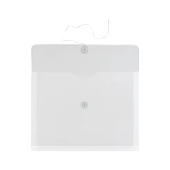 Outlet JAM Paper ® Plastic Envelopes with Button and String Tie Closure, Letter Size, Clear, 12/Pack (218B1CL)