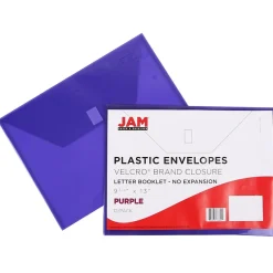Online JAM Paper ® Plastic Envelopes with Hook & Loop Closure, Letter Booklet, 9.75 x 13, Purple, 12/Pack (218V0PU)