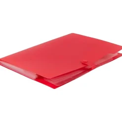 File Folders|JAM Paper Plastic File Folder with Snap Closure, 5 Pocket, 9"W x 11.5"H, Red (FF39783RE)