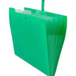 File Folders|JAM Paper Plastic File Folder with Snap Closure, 5 Pocket, 9"W x 11.5", Green (FF39783GR)