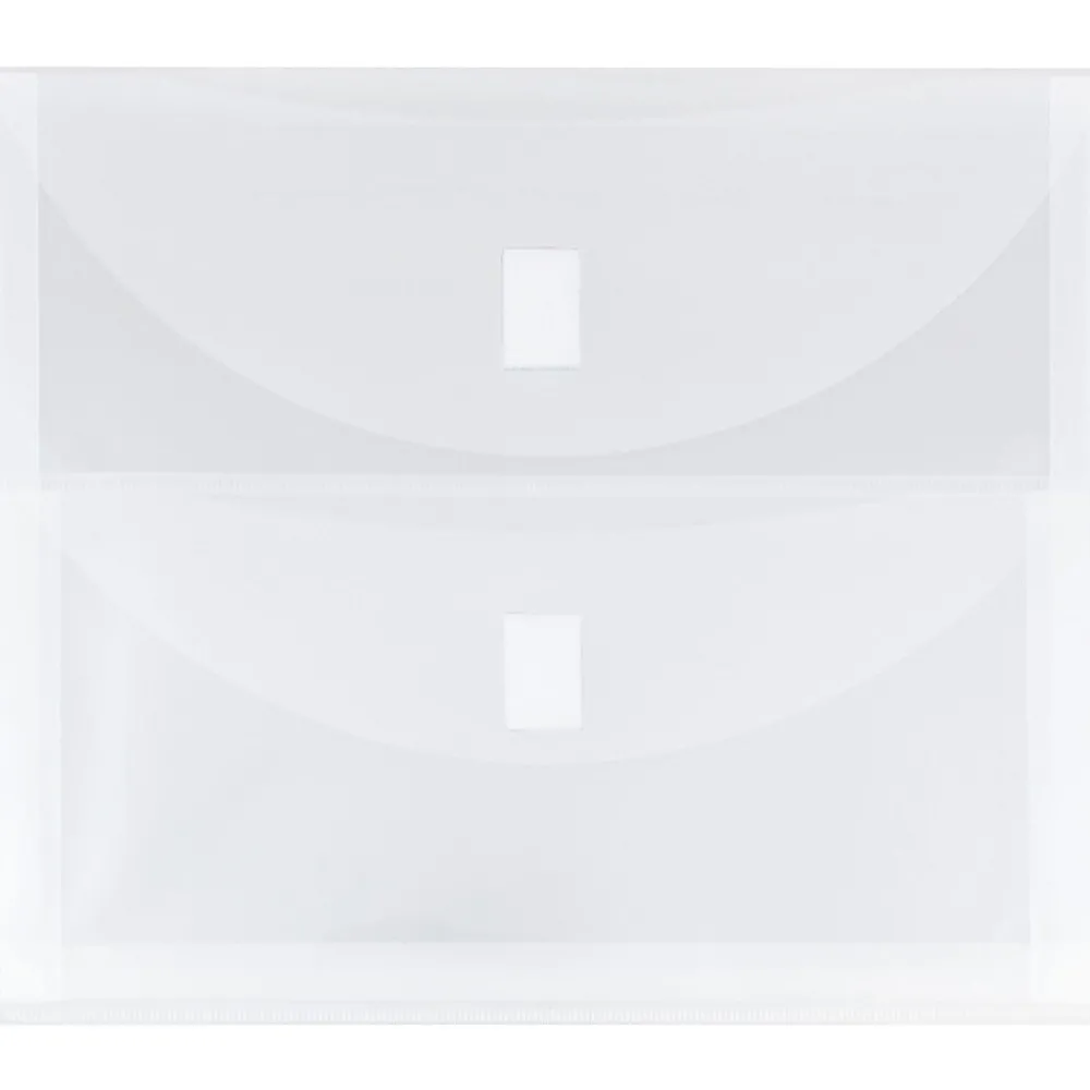 Outlet JAM Paper Plastic Multi-Pocket Envelopes with Hook & Loop, 2 Pockets, Letter Booklet, 9.5 x 11.5, Clear, 12/Pack (B35218)
