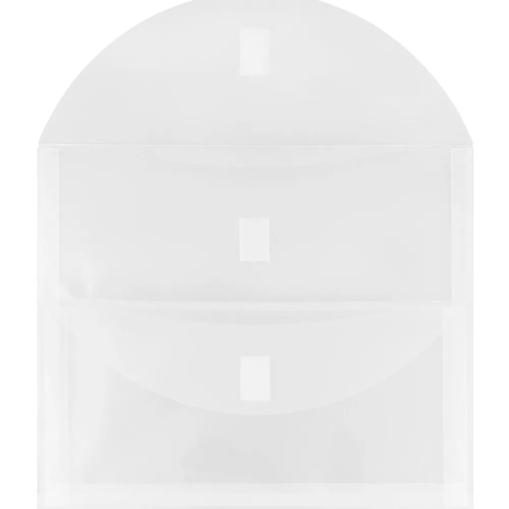 Outlet JAM Paper Plastic Multi-Pocket Envelopes with Hook & Loop, 2 Pockets, Letter Booklet, 9.5 x 11.5, Clear, 12/Pack (B35218)