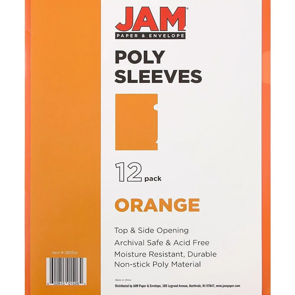 Sheet Protectors|JAM Paper ® Plastic Sleeves, 9" x 12", Orange, 12/Pack (226330937)