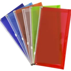Sale JAM Paper Plastic Zip #10 Business Envelopes, 5" x 10", Assorted Colors, 6/Pack (921Z1RBGOPCL)