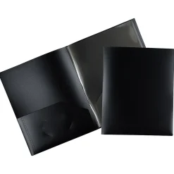 Pocket Folders|JAM Paper 6-Pocket Heavy Duty Plastic Folders, Black, 2/Pack (389MP6bl)
