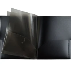 Pocket Folders|JAM Paper 6-Pocket Heavy Duty Plastic Folders, Black, 2/Pack (389MP6bl)