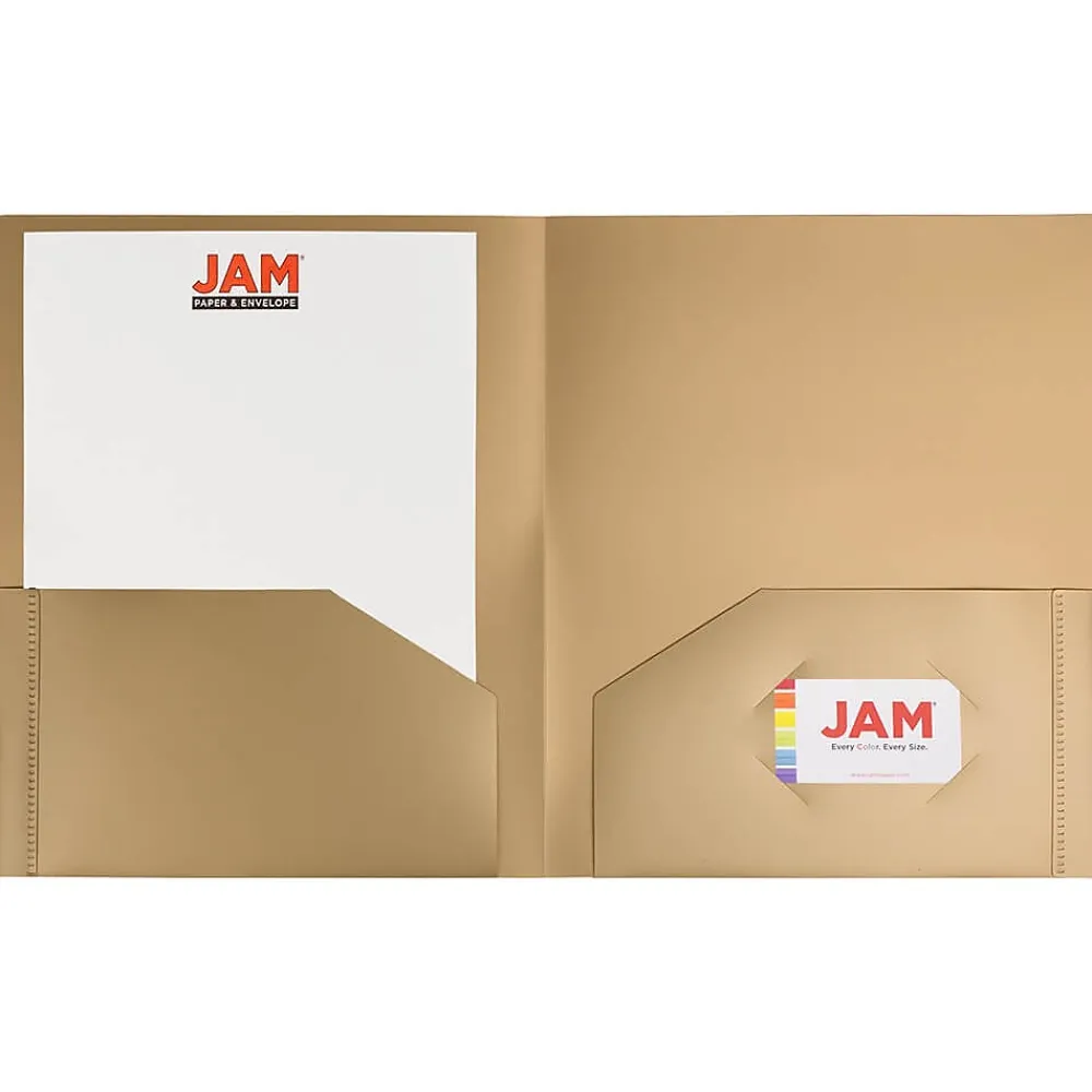Pocket Folders|JAM Paper 2-Pocket Heavy Duty Plastic Folders, , 108/Pack (383Hgob) Gold