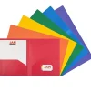 Pocket Folders|JAM Paper 2-Pocket Plastic Folders, Multicolored, Assorted Primary, 12/Pack (383HRGBYOPA)