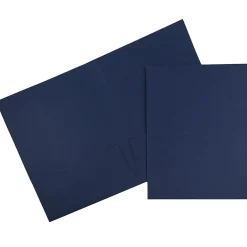 Pocket Folders|JAM Paper 2-Pocket Textured Linen Business Folders, Navy Blue, 50/Box (386LNAC)