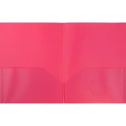 Pocket Folders|JAM Paper POP 2-Pocket Plastic Folders, Fuchsia Hot Pink, 6/Pack (382Efud)