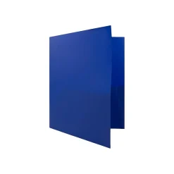 Pocket Folders|JAM Paper POP 2-Pocket Plastic Folders with Fastener, , 96/Carton (313525335) Deep Blue