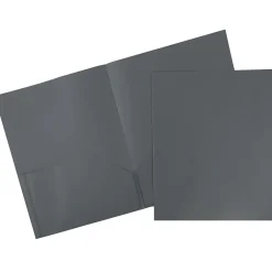 Pocket Folders|JAM Paper POP 2-Pocket Portfolio Plastic Folder, , 96/Box (382EGYB) Gray