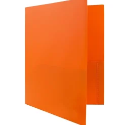 Pocket Folders|JAM Paper POP Two-Pocket Plastic Folders, , 6/Pack (382Eord) Orange