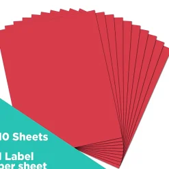 JAM Paper Shipping Labels, 8 1/2" x 11", , 1 Label/Sheet, 10 Labels/Pack (337628603) Red