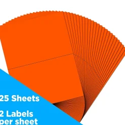 Clearance JAM Paper Shipping Labels, Half Page, 5 1/2" x 8 1/2", , 2 Labels/Sheet, 25 Sheets/Pack (359429625) Neon Red