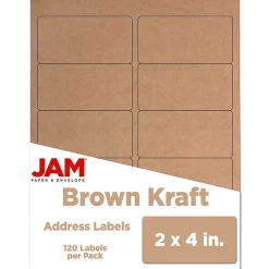 Discount JAM Paper Shipping Labels, 2" x 4", , 10 Labels/Sheet, 12 Sheets/Pack (4513703) Brown Kraft