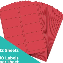 Best JAM Paper Shipping Labels, 2" x 4", , 10 Labels/Sheet, 12 Sheets/Pack (4514940) Red