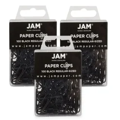 Clips & Fasteners|JAM Paper Small Paper Clips, , 3 Packs of 100 (2183750B) Black