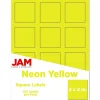 Labels|JAM Paper Square Labels, 2" x 2", Neon Yellow, 12 Labels/Sheet, 10 Sheets/Pack (367831073)