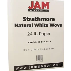 Resume Paper*JAM Paper ® Strathmore 24lb Paper, 8.5 x 11, Natural White Wove, 500 Sheets/Ream (300033B)
