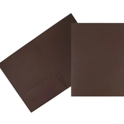 Pocket Folders|JAM Paper Two-Pocket Textured Linen Business Folders, Chocolate Brown, 50/Box(386LBRC)