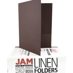 Pocket Folders|JAM Paper Two-Pocket Textured Linen Business Folders, Chocolate Brown, 50/Box(386LBRC)