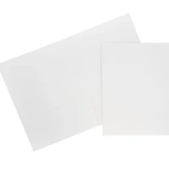 Pocket Folders|JAM Paper Two-Pocket Textured Linen Business Folders, , 6/Pack (95448D) White