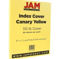 Card Stock*JAM Paper Vellum Bristol 110 lb. Cardstock Paper, 8.5" x 11", Canary Yellow, 50 Sheets/Pack (816917020)